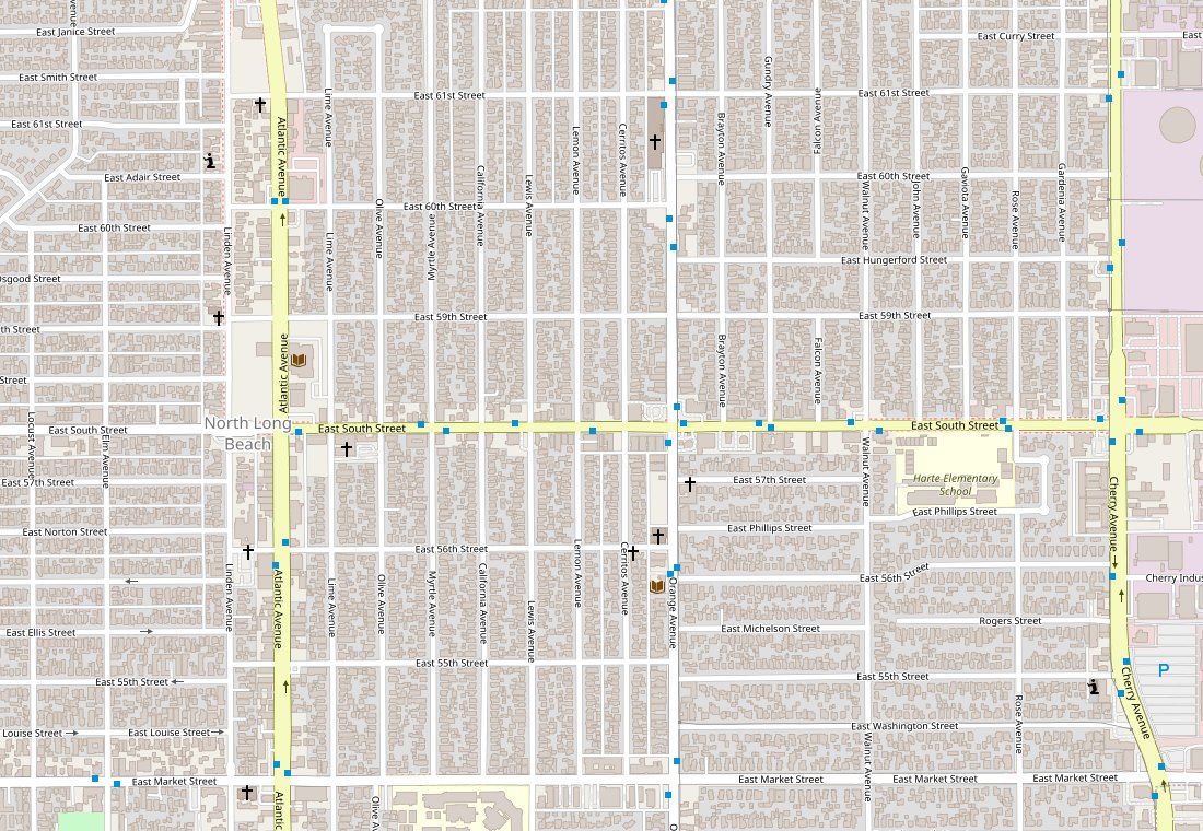 Map showing the Epic Home Haven studio on East South Street in Long Beach